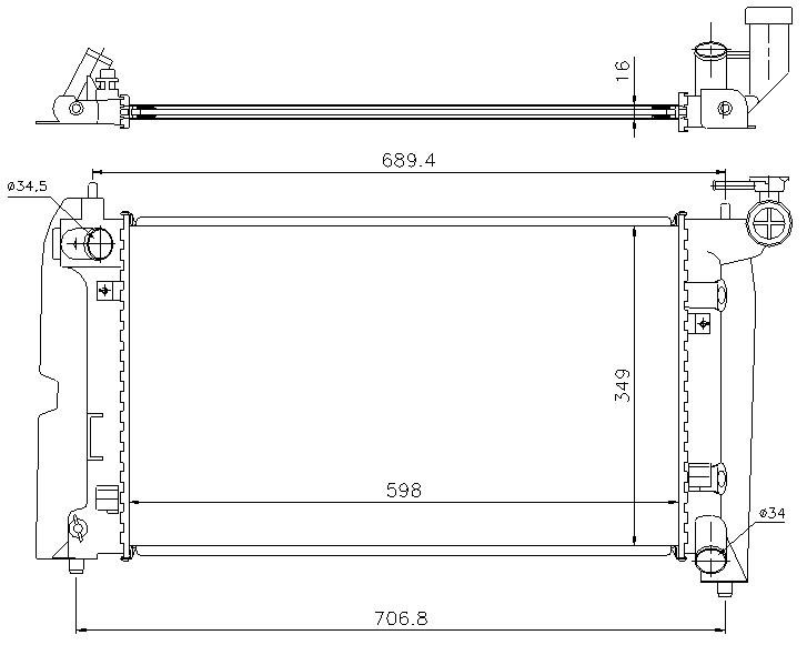RAD. TOYOTA COROLLA (01) +/- 1.3/1.4/1.6/1.8 ATORNILLADO