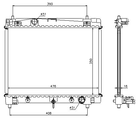 RAD. TOYOTA YARIS II/CHARADE (05) +/- AUT 1.0/1.3/1.5
