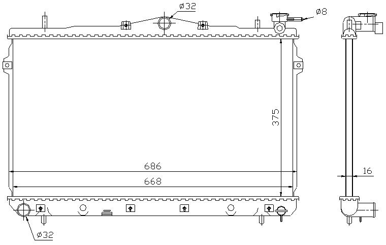 RAD. HYUNDAI COUPE/LANTRA (95) +/-1.5/1.6/1.8/1.9D/2.0