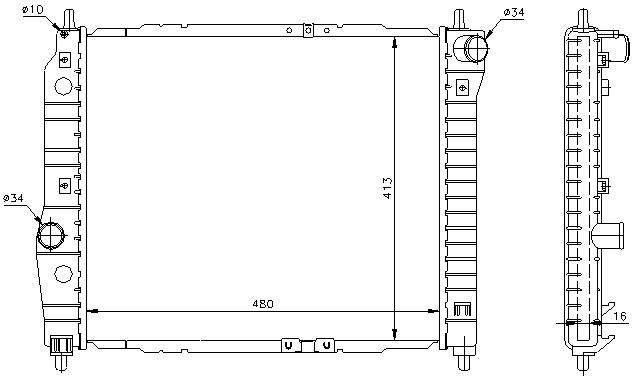 RAD. DAEWOO KALOS/CHEVROLET AVEO (02) +/- 1.2/1.4/1.5