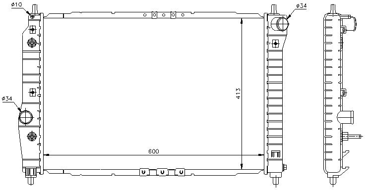 RAD. CHEVROLET AVEO/DAEWOO KALOS (02) +/- M/A 1.4/1.5