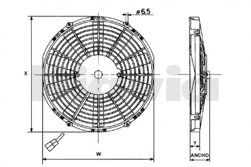 VENT. SPAL 10PALAS 255MM - 285D ASP. 12v