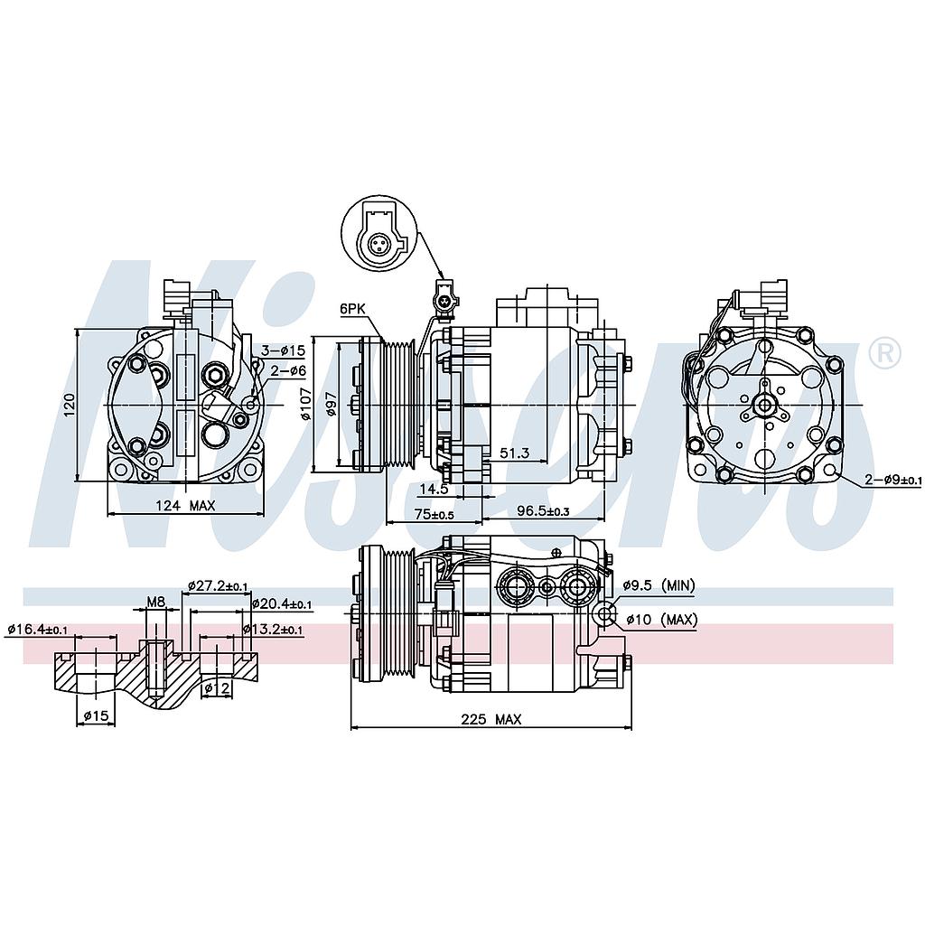 COMP. FORD TRANSIT CONNECT (02) 1,8D V16 POLY-V6