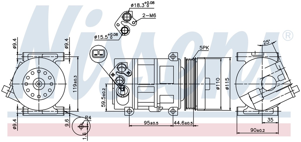 COMP. FIAT / JEEP / SUZUKI 5SL POLY-V5