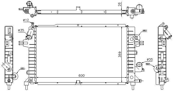 RAD. OPEL ASTRA H (04) 1.3CDTi / 1.7CDTi / 2.0i 16v TURBO