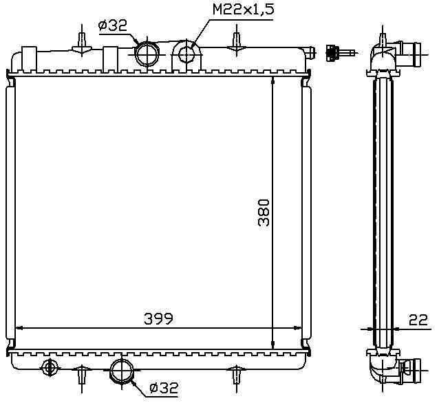 RAD. PEUGEOT 206 1.1 / 1.4 / 1.6