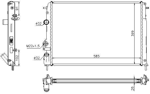 RAD. RENAULT MEGANE (95) 1.9D / 1.9DCi / 1.9DTi