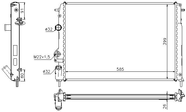 RAD. RENAULT MEGANE (98)  1.4/1.6/1.8/1.9TDI/2.0 16v