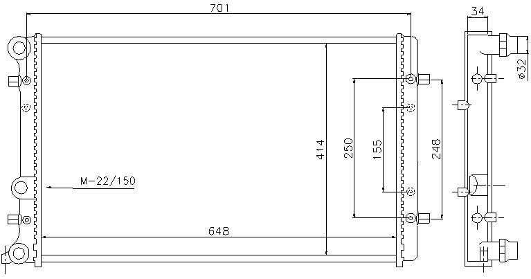 RAD. VAG TT/LEON/TOLEDO/BORA/GOLF (98) 1.8T/3.2 32mm