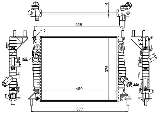 [05629] RAD. FORD FOCUS II (04) 1.4i 16v / 1.6 16v