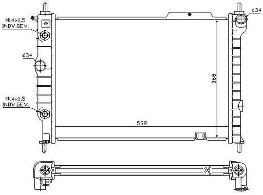 [06352] RAD. OPEL ASTRA F (91) - M/A 1.6 16v / 1.8 / 2.0