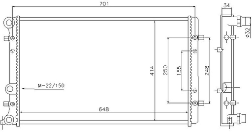 [07125] RAD. VAG TT/LEON/TOLEDO/BORA/GOLF (98) 1.8T/3.2 32mm